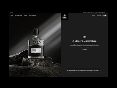 Creed Fragrances | Homepage Hero ecommerce fragrance website header homepage shopify ui ux web design website website design