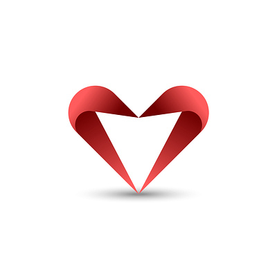 Heart shape 3d heart 3d logo emblem emotion heart logo heart shape illustration logo design love minimal logo red heart ribbon art romance shadows simple logo valentime day vector