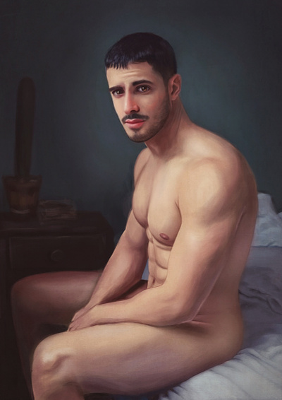 Perdido en mi habitación adobe photoshop antonio ufarte desnudo digital gay illustration lost in my room