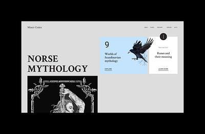 NORSE MYTHOLOGY | WEBSITE design figma minimalism mythology ui web design web site