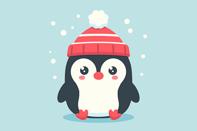 Winter baby penguin cute