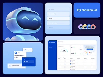 Change Management Branding 🤖 3d agency analytics bento blender branding dashboard data design management product project robot survey ui ux