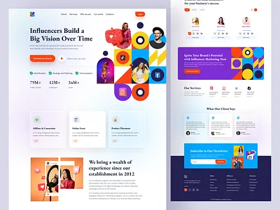 Influencer Marketing Landing Page business clean ui content creator creator design ecommerce hero section hire influencer influencer marketing influencer web ui instagram landingpage marketing marketing website promotion social media social network startup ui trend ux