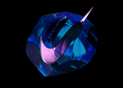 Nike Logo 3d arnold render c4d cinema 4d crystal graphic design ice illustration logo neon nike razor blade
