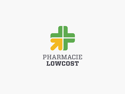 Logo Pharmacie low cost branding cross design graphic design health design logo logo design logotype low cost medical logo minimal online shop painkiller pharma pharmacie lowcost pharmacy logo