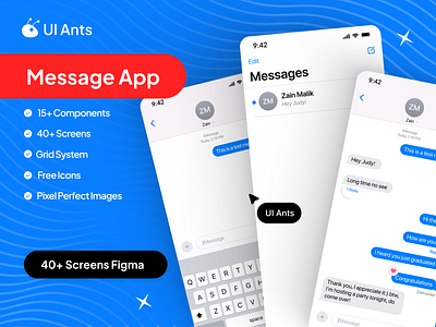iMessage IOS UI Kit - Free chat app chat bot chating chation app mesage notification message app messaging messaging app text app texting app