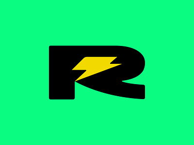 Thunder R alphabet branding design digital green icon illustration letter logo logogram minimal modern r simple symbol thunder typography vector yellow