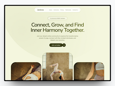 ZenCircle - Yoga Community Website branding community design fitness graphic design landing page ui web design website yoga