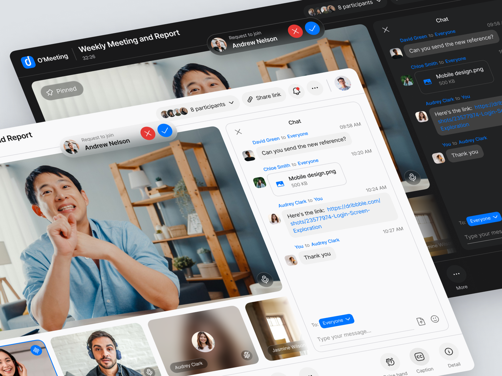 O'Meeting - Video Meeting App (Dark mode) app conference dark dashboard design meeting online meeting ui ux