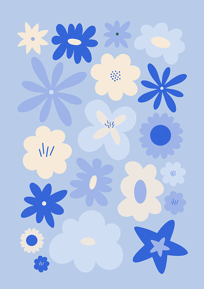 Blue flowers blue creative market cute fleurs flower illustration flower pattern flowers illustration motif pattern printemps spring