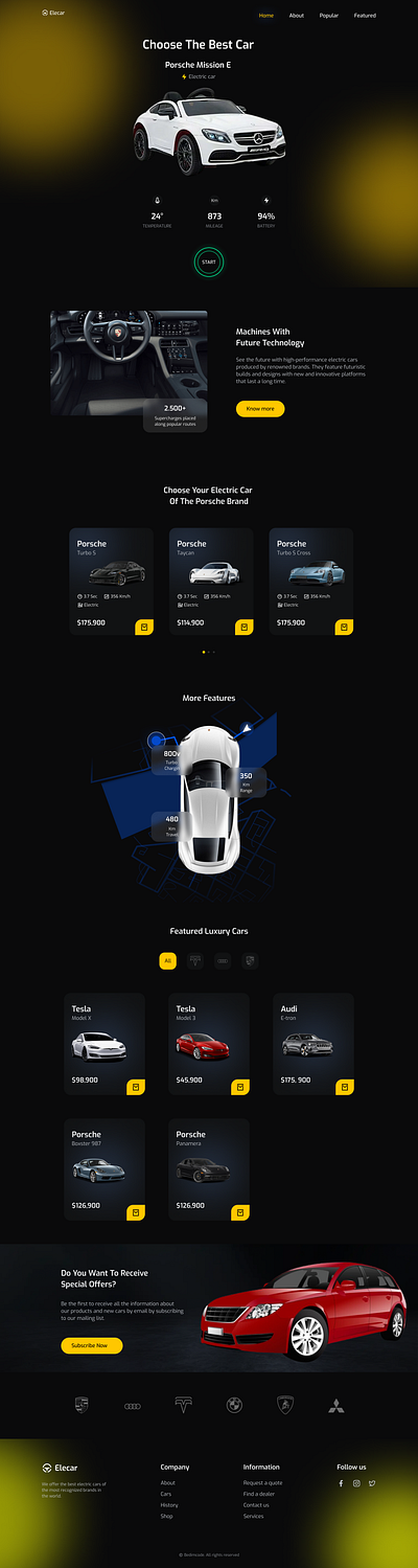 Electric Car Landing Page Design app designe branding dashboard designe design figma illustration interactive designe landing page design product designe ui ui ux design web designe