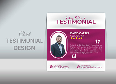 Client testimonial template design client corporate creative design designer fedback graphic design tamplate testimonial vector ady