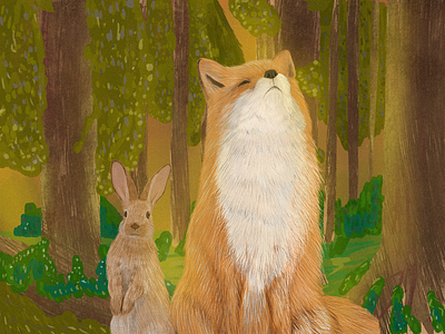 bunny and fox design digital art drawing graphic design illustration procreate