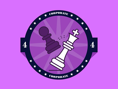 Badge corporate level 4 badge boardgame business checkmate chess corporate game icon icon design illustration king level pawn strategy vector victory win