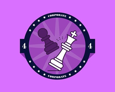 Badge corporate level 4 badge boardgame business checkmate chess corporate game icon icon design illustration king level pawn strategy vector victory win