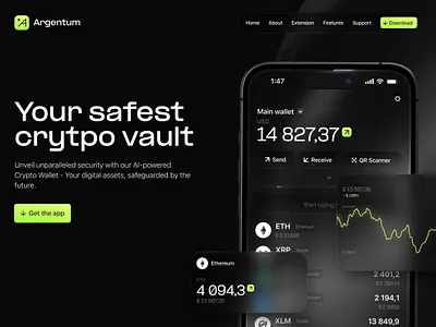 Crypto wallet app, website and branding concept app branding crypto design interface ios iphone product design ui ux wallet