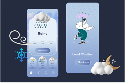 Weather Mobile App Design adobe xd android app app design branding design food app illustration ios app iphone app ui weather app
