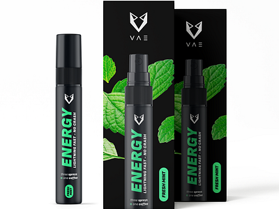 VAE Labs - Packaging Design #1 abstract brand identity coffee spray energy energy packaging energy spray logo logo design modern packaging packaging design spray