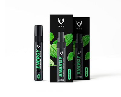 VAE Labs - Packaging Design #1 abstract brand identity coffee spray energy energy packaging energy spray logo logo design modern packaging packaging design spray