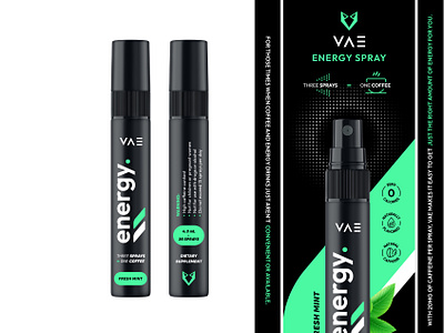 VAE Labs - Packaging Design #3 coffee spray energy energy logo energy packaging energy spray logo logo design modern packaging packaging design spray