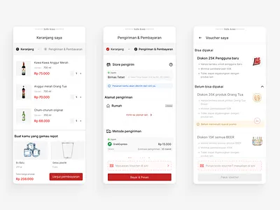 Checkout flow for beverages company - Explorations alcoholic beverages birmas checkout discount explorations minimalist design mobile design ui ui design voucher