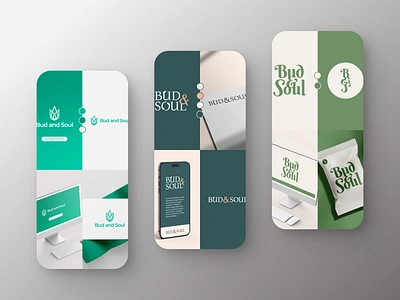 1 Brief 3 Concepts for Bud&Soul ampersand blue branding bud bud soul cbd concepts cream green hemp logo phone plant based plant medicine plants presentation soul teal three