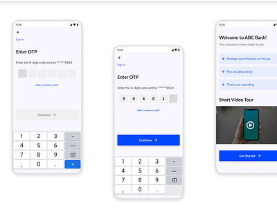 UI Design Challenge: Day 2 (Onboarding) banking dailyui design financeapp login mobileapp mobilebanking onboarding otpverification passwordmanagement security uiuxchallenge