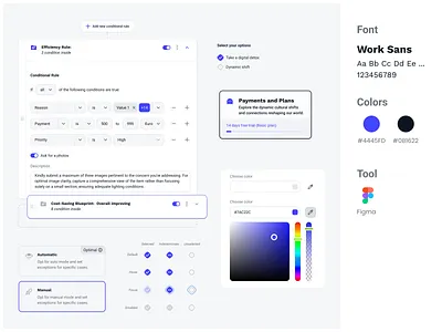 Configuration Engineer checkbox color picker conditions rule builder tiles ui ui kit website