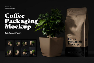 9 Coffee Packaging Mockups 9 coffee packaging mockups bag beans beverage branding cafe coffee coffee pouch coffee shop craft doy pack foil mockup mockups packaging pouch premium product