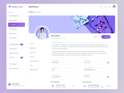 Medical SAAS Web Application dashboard data figma health health app healthcare medical medical app medical dashboard medical web app medical web application meditation product design profile page ui uiux ux wealth managemen web app web application