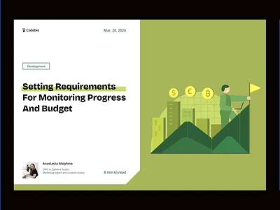 Tips For Monitoring Progress And Budget animation app article blog design development entrepreneur illustration interface money startup team tips ui uiux ux