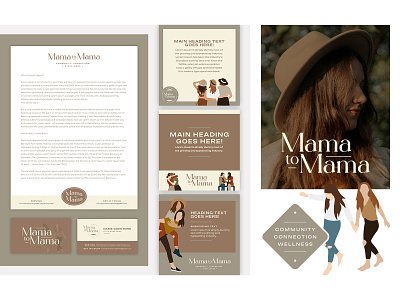 Mama to Mama Branding Campaign community connection cream help group iowa logo leather mama mama logo mom mom logo sage wellness women