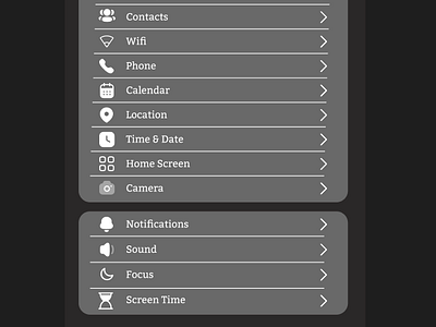 DailyUI #007 - Settings Menu dailyui iphone settings