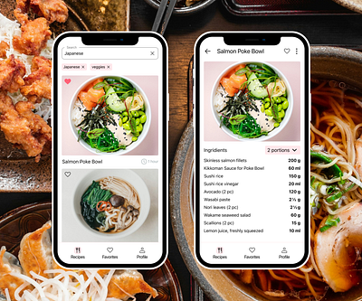 DailyUI #040 - Recipe or Food Order dailyui design figma food illustration ios iphone japanese poke ui ux