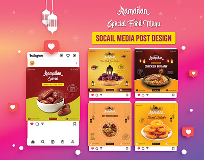 Ramadan Special Food Menu Social Media Post Design facebook ads design food banner design holy ramadan instagram ads design social media advertisment design