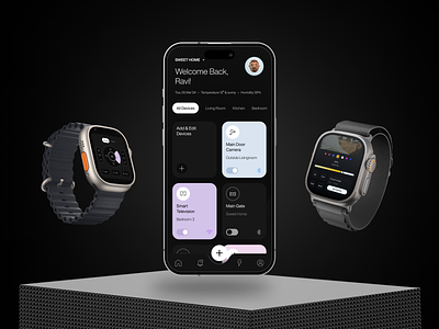 Effortless Control: A Conceptual Smart Home App Design appdesign energymanagement homeautomation interiordesign iot mobile app security smart watch smarthome ui userexperience watch app