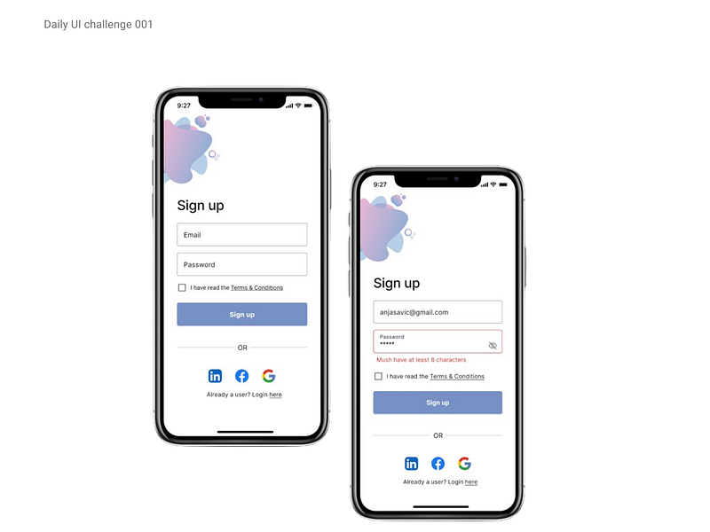 Daily UI challenge 001- Sign-up page challenge ui