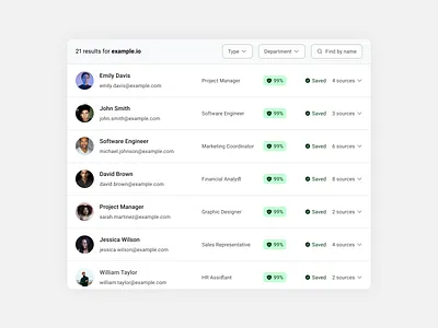 Email Finder tool table UI chips chrome design design system email finder extension finder modal product design save information settings table table component tag ui ui design uiux user experience user interface web ui