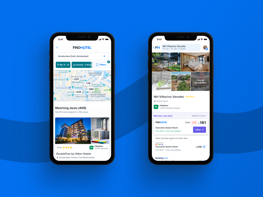 FindHotel - hotel booking platform acomodation app booking booking app filters hotel hotel booking interface map mobile mobile design price real estate search tourism travel travel app ui ux web