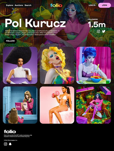 Folio - Community for Artists Profile animation app artist graphic design nft photography profile superfuture ui web3