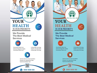 Healthcare Roll-Up Banner Design advertising branding design graphic design graphics row logo marketing mockup roll up rollupbanner vector