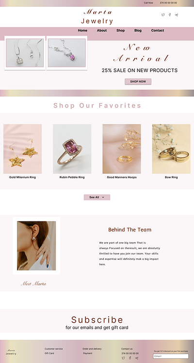 Landing Page for Jewelry shop branding logo ui