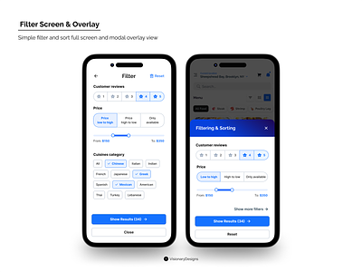 Filter Sort Screen & Overlay app branding button group components design figma filter inscreen mobile modal overlay popup reset screen slider sort tag typography ui ux
