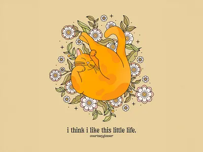 This Little Life apparel graphic botanical brand identity cat cat flowers cat illustration earth design field flowers line meadow simple simple illustration spring summer vintage