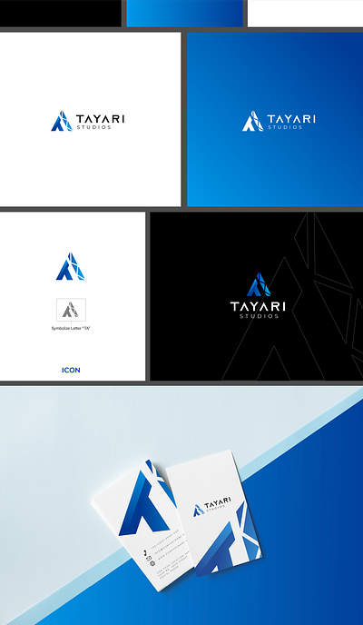"TayariStudios" Logo Presentation behance project branding design dribble shot graphic design illustration letter t logo mockup moodboard presentation t modern logo typo ux vector