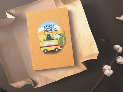 "Enjoy Every Moment" Premium Black Paper Notebook - blackpapernotebook book design graphic design illustration notebook