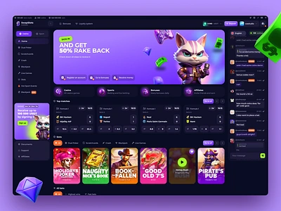 Gambling & Sport betting app betting bets betting app betting platform blue casino casino casino app casino gambling casino online casino ui cute casino gambling gambling online jackpot online casino purple casino slots design sport bet sport bets