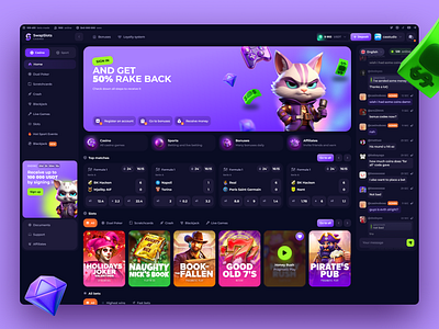 Gambling & Sport betting app betting bets betting app betting platform blue casino casino casino app casino gambling casino online casino ui cute casino gambling gambling online jackpot online casino purple casino slots design sport bet sport bets