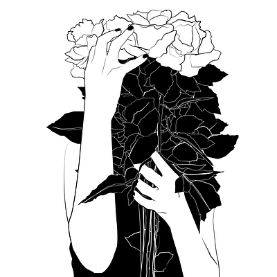 Crave you art beauty black and white concept creative drawing feelings flowers hands illsutration illustrative art lines love manicure roses sketch vector
