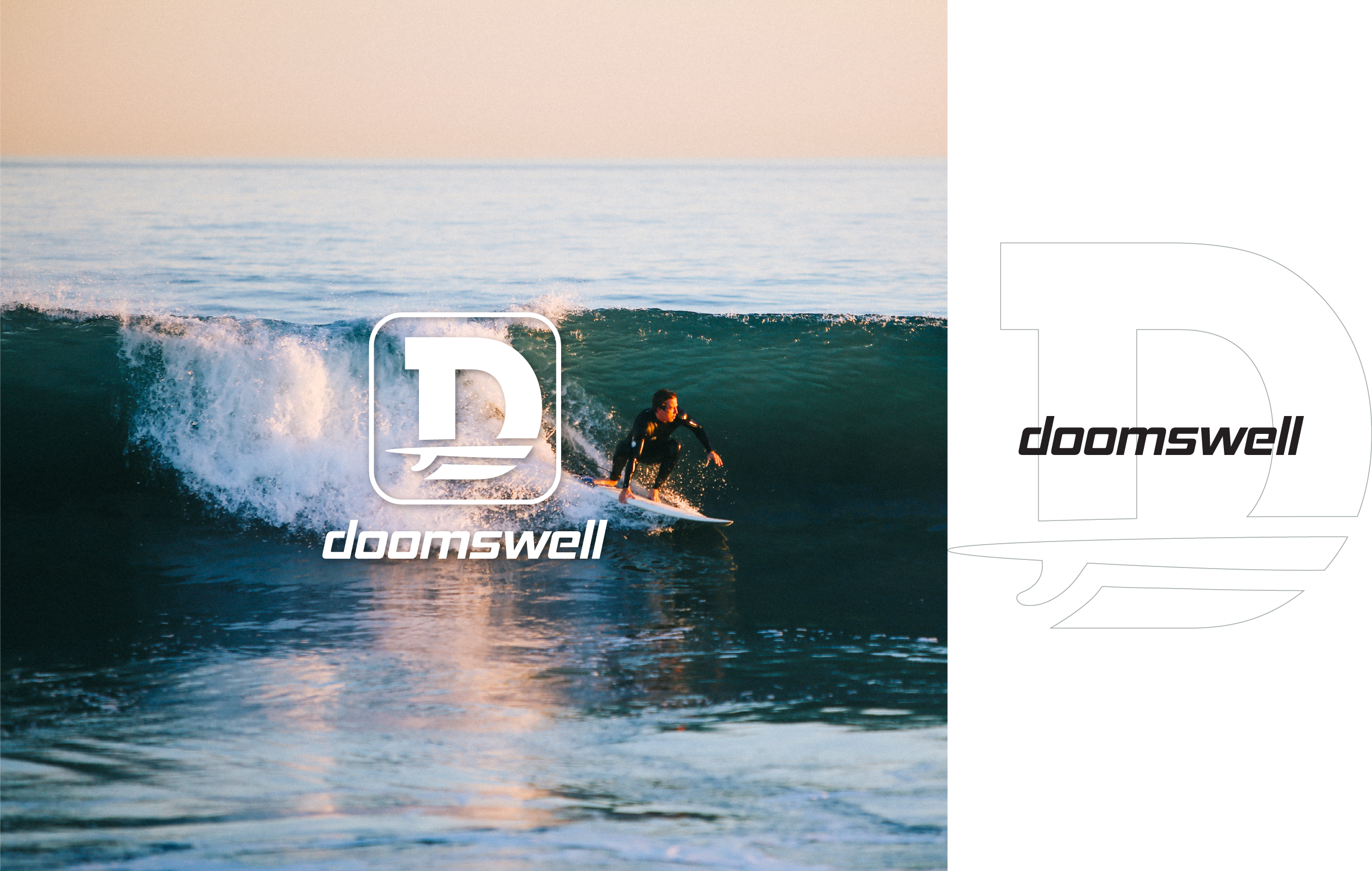 "Doomswell' logo Design behance project branding d typo logo design dribble shot graphic design illustration logo design modern surf logo typo ux vector